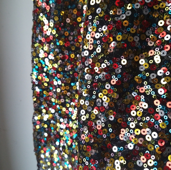 Free People Sequin Nightie/Slip Dress, Size M, gold, red, blue, silver, black - Picture 4 of 6